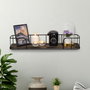 Hanah Home Syringa Estantería de Pared Industrial Negro y Nogal Oscuro